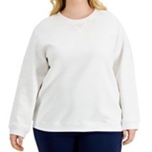 (NWT) Karen Scott Plus Size 2XL Bright White Crewneck Sweatshirt Long Sleeved
